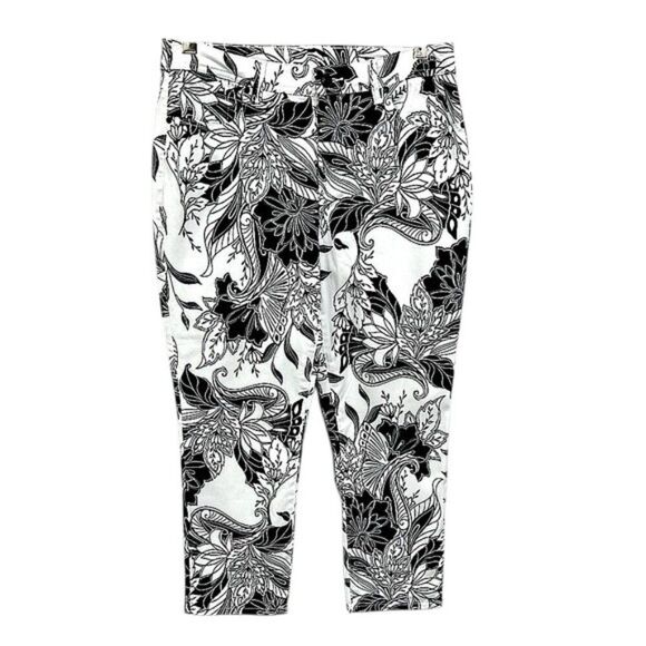 Chico's Sateen Pants Size 3 (16) Girlfriend Cropped Floral NWT - Picture 1 of 15